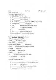 English Worksheet: test on was and were can could