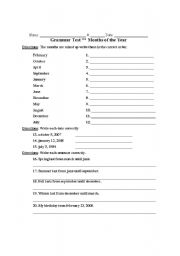 English Worksheet: Grammar Test- Months of the Year