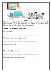 English Worksheet: Mary