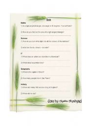 English Worksheet: general information quiz