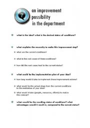 English worksheet: departmental improvement possibilities