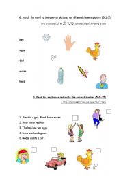 English worksheet: vocabulary and reading at the begining