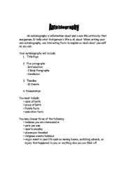 English Worksheet: Autobiography Rubric