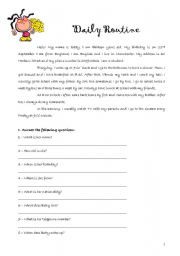 English Worksheet: Daily Routine