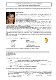 English Worksheet: Reading Comprehension about a famous actress