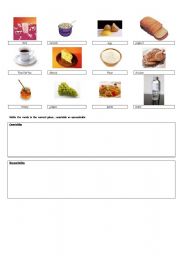 English Worksheet: Countable Uncountable Food