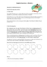 English Worksheet: Daily Routine and the Simple Present  - part 1