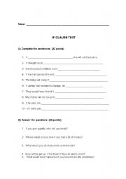 English worksheet: If clauses