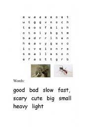 English Worksheet: Adjectives Word Search