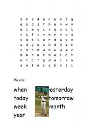 English Worksheet: When? Word Search