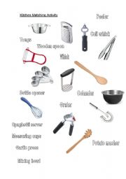 English Worksheet: Kitchen Matching Activity