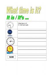 English worksheet: What time is it?