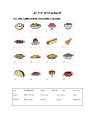 English Worksheet: restaurant vocabulary