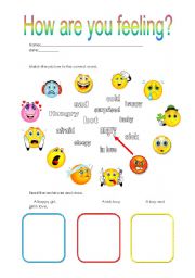 English Worksheet: how are you feeling