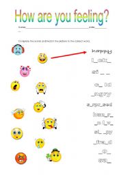 English Worksheet: How are you feeling 2