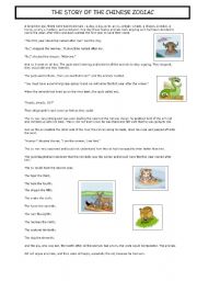 English Worksheet: THE STORY OF THE CHINESE ZODIAC
