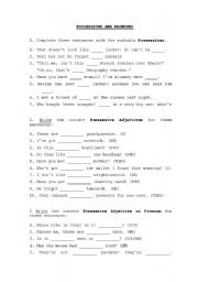 English Worksheet: Possessive and Pronouns