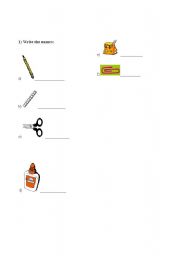 English worksheet: classroom objects