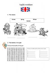 English Worksheet: The days of the week, the months of the year, the seasons