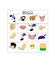 English Worksheet: Body Parts Bingo