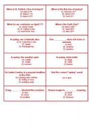 English Worksheet: Spring boardgame - CARDS (Part 2)