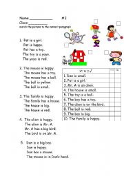 English Worksheet: reading comprehension for young readers