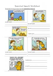 English Worksheet: Garfield and Reported Speech