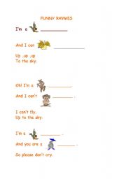 English Worksheet: animals and can
