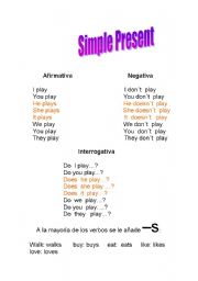 English worksheet: simple present