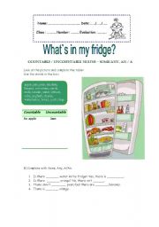 English Worksheet: What`s in my fridge?