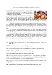 English Worksheet: Obesty - article about being overweight