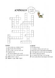 English worksheet: Animal crossword