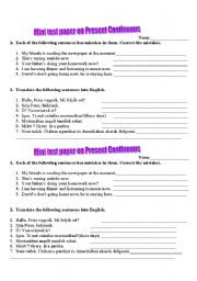 English Worksheet: Present continuous