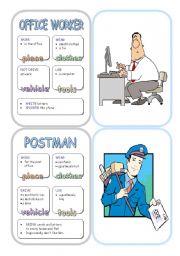 English Worksheet: Job Cards - Set 8