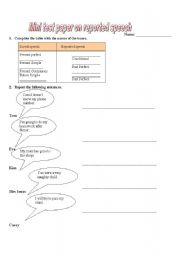 English worksheet: reported speech