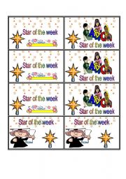 English Worksheet: star of the week