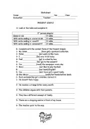 English Worksheet: Present Simple - revision