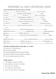 English Worksheet: PAST CONTINUOUS TENSE