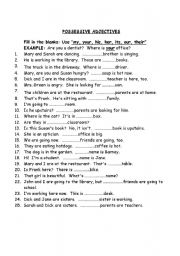 English Worksheet: POSSESSIVE ADJECTIVES