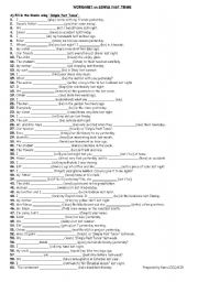 English Worksheet: SIMPLE PAST TENSE