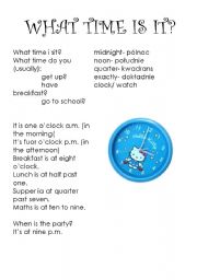 English worksheet: What time is it?