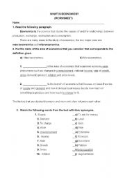 English worksheet: Reading about economics