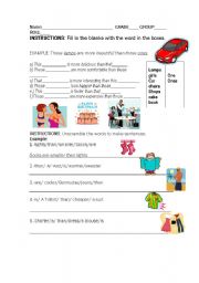 English Worksheet: Comparatives