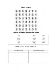 English Worksheet: action verbs and nouns