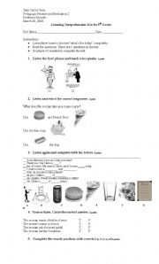 English Worksheet: listening test