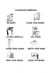 English Worksheet: classroom commands
