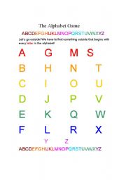 English Worksheet: The Outside Alphabet Game