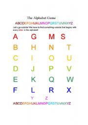 English worksheet: The Outside Alphabet Game