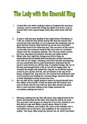 English Worksheet: The Lady With The Emerald Ring