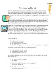 English Worksheet: Two sisters and the cat